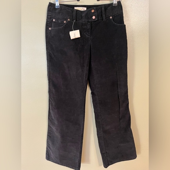 London Jean Chino Stretch The Marisa Fit Flare Black Corduroy Pants Size 6 NWT - Picture 1 of 12